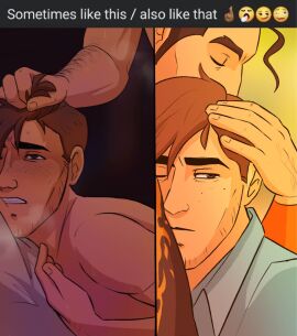 affectionate anal diebu dispatch_(game) face_closeup flambae gay grabbing_hair implied_penetration male meme meme_reference muscular muscular_male no_visible_genitalia robert_robertson sometimes_like_this_also_like_that yaoi