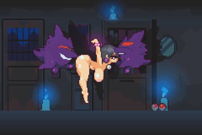 1girls 2boys 2pokemon all_the_way_to_the_base animated animated_image balls big_breasts big_penis breasts candle completely_nude deep_throat deepthroat face_fucking fellatio female female_penetrated floating floating_sex game_freak gengar gif hex_maniac hex_maniac_(pokemon_legends:_z-a) irrumatio male male_penetrating male_penetrating_female male_pokemon/female_human maledom mmf_threesome nintendo npc_trainer nude nude_female oral penis pixel_animation pixel_art pixelpanzone poke_ball pokemon pokemon_(species) pokemon_legends:_z-a pokephilia pokémon_(species) purple_body side_view spitroast suspended_in_midair suspended_spitroast threesome throat_bulge