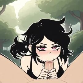 ai_generated ashley_graves blowjob dark_hair deep_blowjob deepthroat fellatio male/female nature no_sound oral oral_sex penis sucking_penis swallowing swallowing_penis_while_deepthroat tagme the_coffin_of_andy_and_leyley video