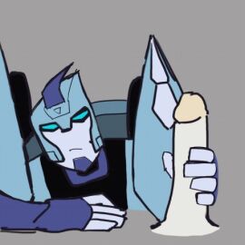 animated annoyed blue_eyes blue_skin blurr blurr_(transformers) canon_x_oc cybertronian dick disembodied_penis gay gay_handjob hand_on_penis handjob humanoid humanoid_genitalia humanoid_penis indifferannoyed_expression indifferent jacking_off_another jacking_off_partner kayak kayak_(transformers) male original_character penis robot robot_humanoid robots stroking_penis transformers transformers_animated white_penis