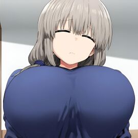 1girls big_breasts breasts closed_eyes clothed clothing female huge_breasts milf mother solo source_request tagme uzaki-chan_wa_asobitai! uzaki_tsuki