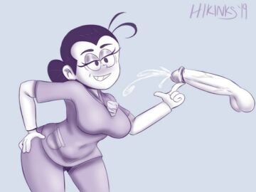 breasts female grin hand_on_hip large_breasts smile solo sweater turtleneck