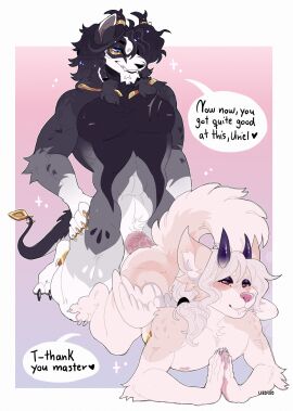 2023 abs accessory anal anal_sex anal_training anthro anus artist_name ass back_wings baldur_(maskandsuit) balls big_ass big_butt black_body black_fur black_hair black_mane blue_eyes blush bodily_fluids border braided_hair breath brown_eyes canid claws colored demon digital_drawing_(artwork) digital_media_(artwork) digitigrade doggy_style duo ejaculation english_text fangs femboy fluffy fluffy_tail foreskin from_behind_position fur fur_markings furgonomics genital_fluids genitals gold_markings gradient_background grey_body grey_fur grin hair hair_accessory hairband heart_symbol hi_res horn hybrid legs_up lezified lifting_partner long_hair looking_pleasured male male/male mammal mane markings medium_hair messy_hair moan monotone_background multicolored_body multicolored_fur muscular muscular_anthro muscular_male nipples nude panting pawpads penetration penile penile_penetration penis perineum pink_anus pink_background pink_nose pink_penis praying praying_hands raised_tail saliva scar sex simple_background smile sparkles tail tail_accessory tan_body tan_fur tan_hair tan_markings teeth text thin_tail training uncircumcised vein veiny_penis white_border white_hair wings