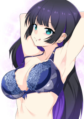 1girls 2d absurd_res absurdres adult adult_female arm_behind_head armpit armpit_crease armpit_focus armpit_peek armpits arms_behind_head bare_armpits bare_arms bare_belly bare_chest bare_hands bare_midriff bare_shoulders bare_skin belly belly_button black-haired_female black_hair blue_bra blue_underwear blunt_bangs bocchi_the_rock! bra breasts bust_cup busty busty_female cleavage collarbone dot_nose ear_piercing exposed_armpits exposed_arms exposed_belly exposed_chest exposed_midriff exposed_shoulders exposed_skin eyebrows_visible_through_hair female female_focus female_only green-eyed_female green_eyes hairless_armpits half_naked half_nude hand_behind_head hands_behind_head high_resolution highres lace-trimmed_bra lace_bra lace_underwear laced_bra laced_underwear large_breasts lean_figure light-skined_female light-skinned_female light_skin lip_piercing long_hair looking_at_viewer mature_female midriff mouth_piercing multicolored_hair naked naked_female narrow_waist navel nude nude_female nudity pa-san pierced_ear pierced_ears pierced_lip purple-haired_female purple_hair qtaro999999 ribbon_bra seductive_armpits seductive_body seductive_cleavage semi_nude shaved_armpits shoulders sidelocks simple_background slender_body slender_waist slim_female slim_waist smooth_armpits smooth_skin solo standing sweat sweatdrop sweating sweaty sweaty_armpit sweaty_armpits sweaty_body sweaty_breasts thin_waist tongue tongue_out turquoise_eyes underwear underwear_only upper_body white_background