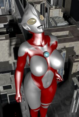 3d 3d_(artwork) alien alien_girl alien_humanoid breasts building buildings city city_background female large_breasts original original_character thick_thighs ultraman_(franchise) ultrawoman zoo_(artist)